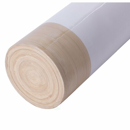 Uniquewise Cylinder Shaped Tall Spun Bamboo Floor Vase Glossy White Lacquer and Natural Bamboo Finish, Small QI003455WN.S